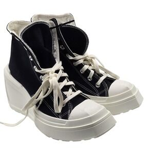 Converse Chuck 70‎ De Luxe Wedge Shoes Womens Size 8 Black Canvas Platform